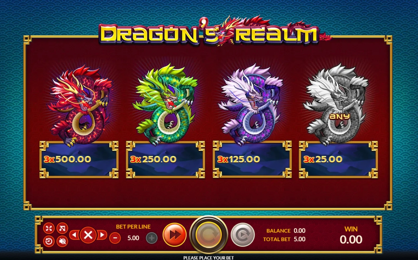 สัญลักษณ์และอัตราการจ่ายเงิน SLOTXO Dragon's Realm